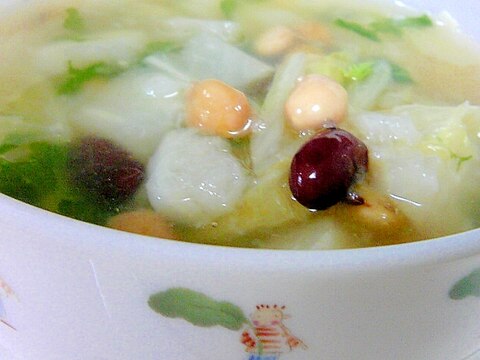 蕪、白菜、豆のとろ〜りスープ